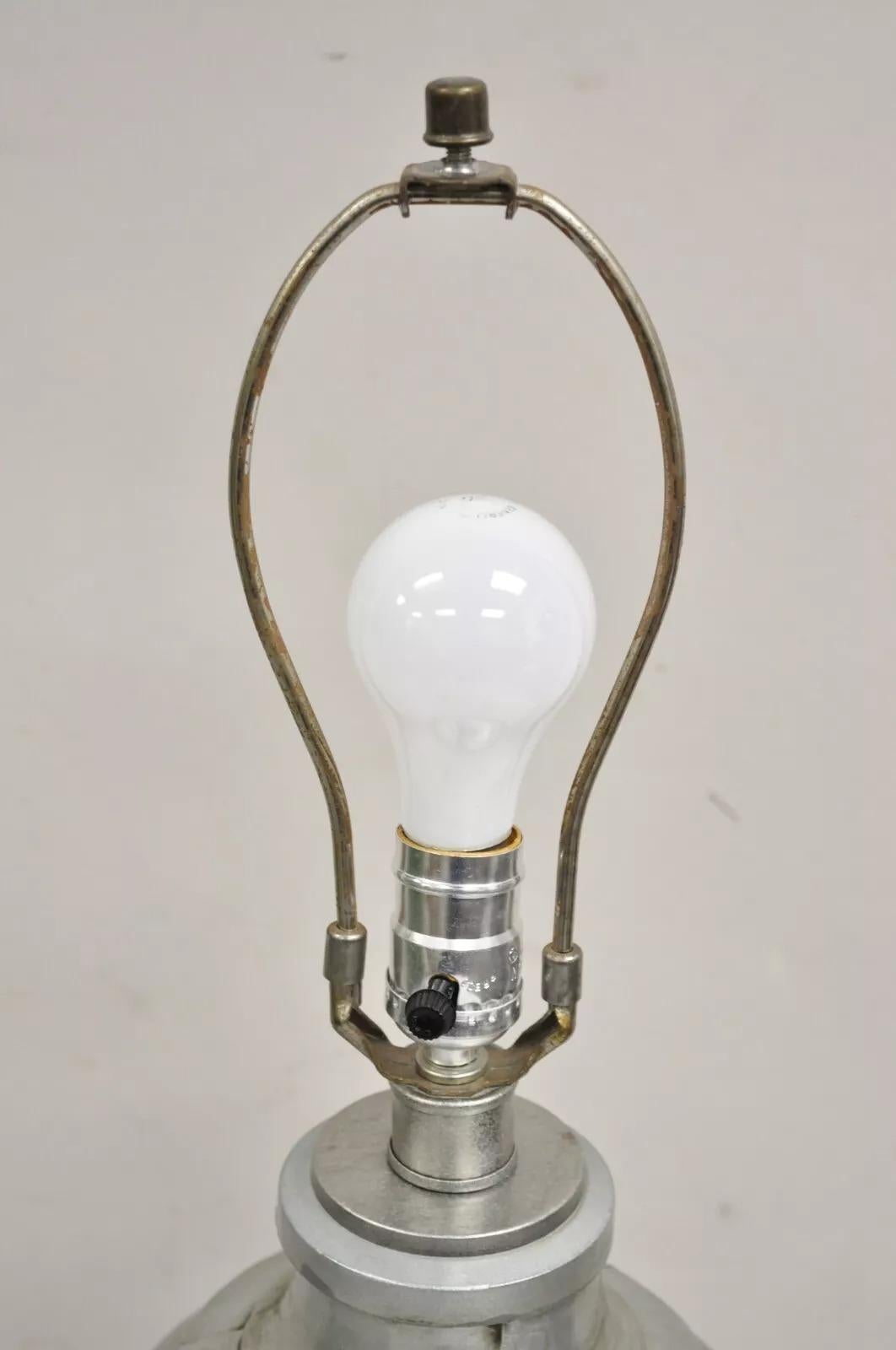 Vintage Postmodern Galvanized Aluminum Metal Aviator Plane Style Table Lamp In Good Condition For Sale In Philadelphia, PA