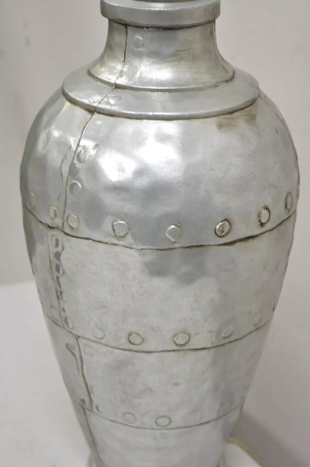 Vintage Postmodern Galvanized Aluminum Metal Aviator Plane Style Table Lamp For Sale 2