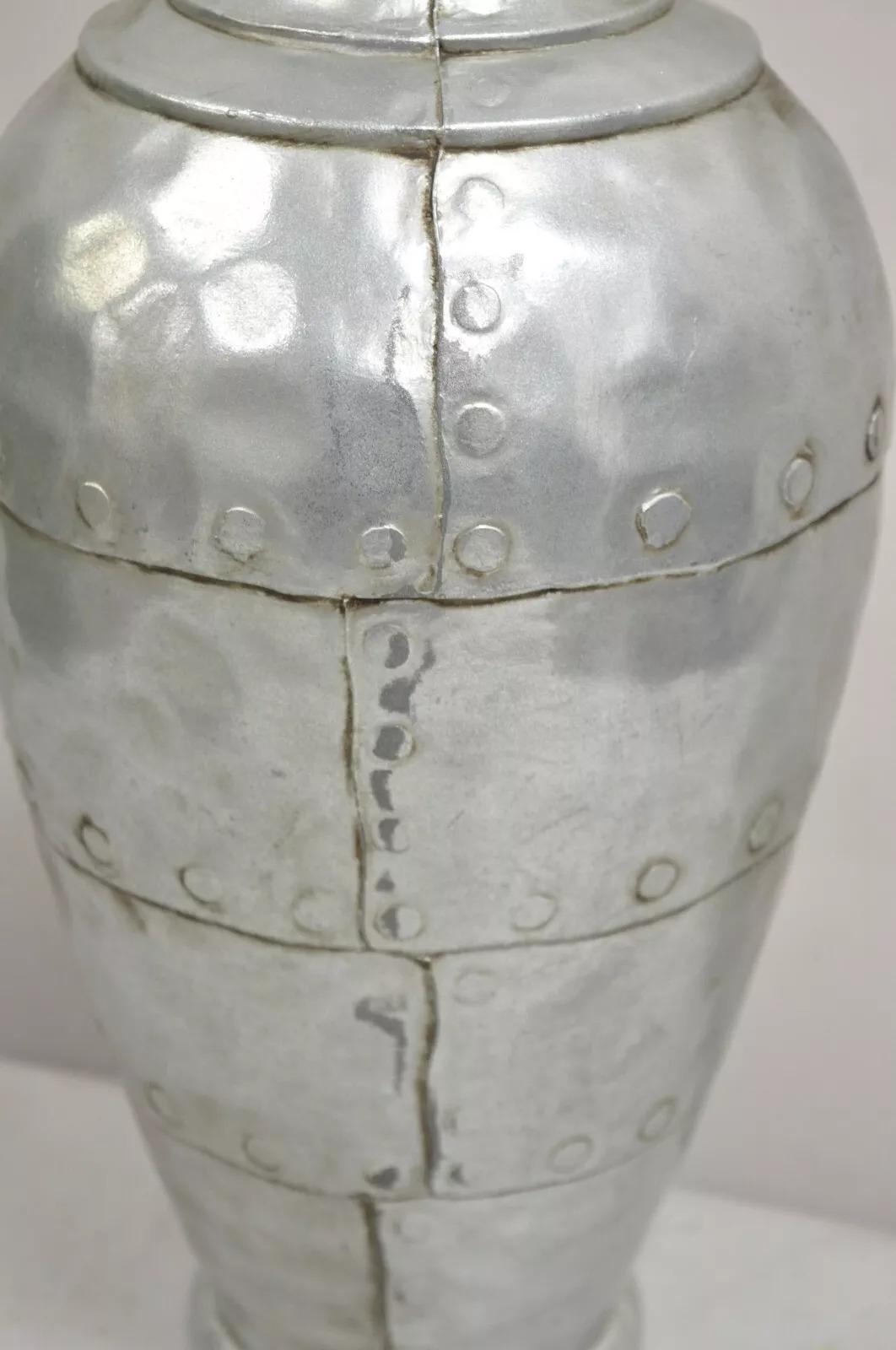 Vintage Postmodern Galvanized Aluminum Metal Aviator Plane Style Table Lamp For Sale 3