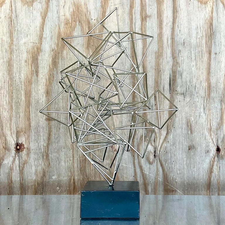 Vintage Postmodern Geometric Abstract Sculpture In Good Condition For Sale In west palm beach, FL