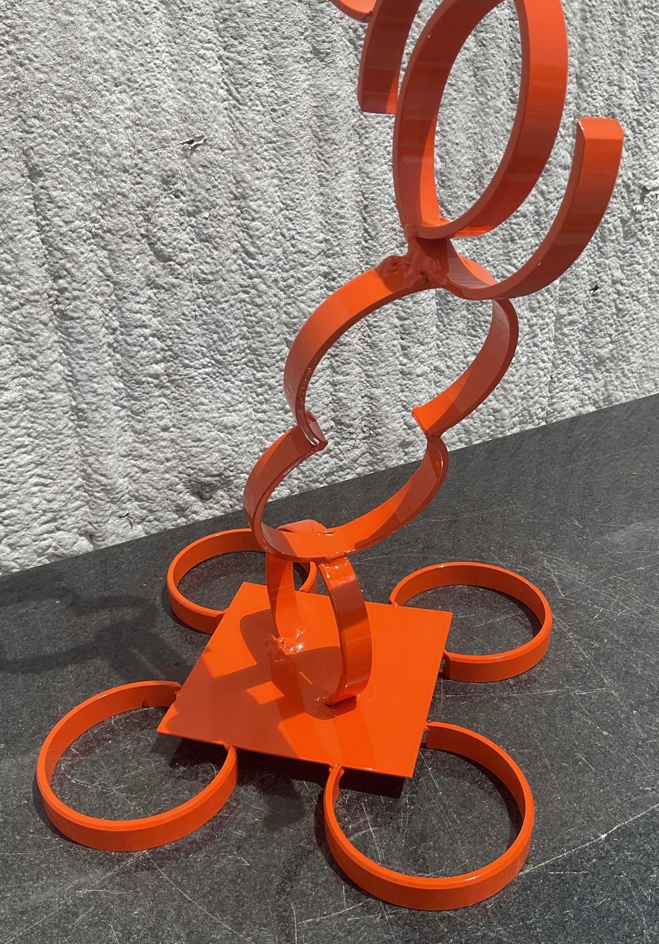Vintage Postmodern Geometric Abstract Steel Sculpture In Good Condition For Sale In west palm beach, FL