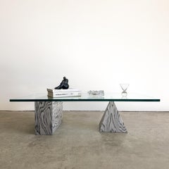 Vintage Postmodern Geometric Glass Coffee Table, Ettore Sottsass Style, 1980s