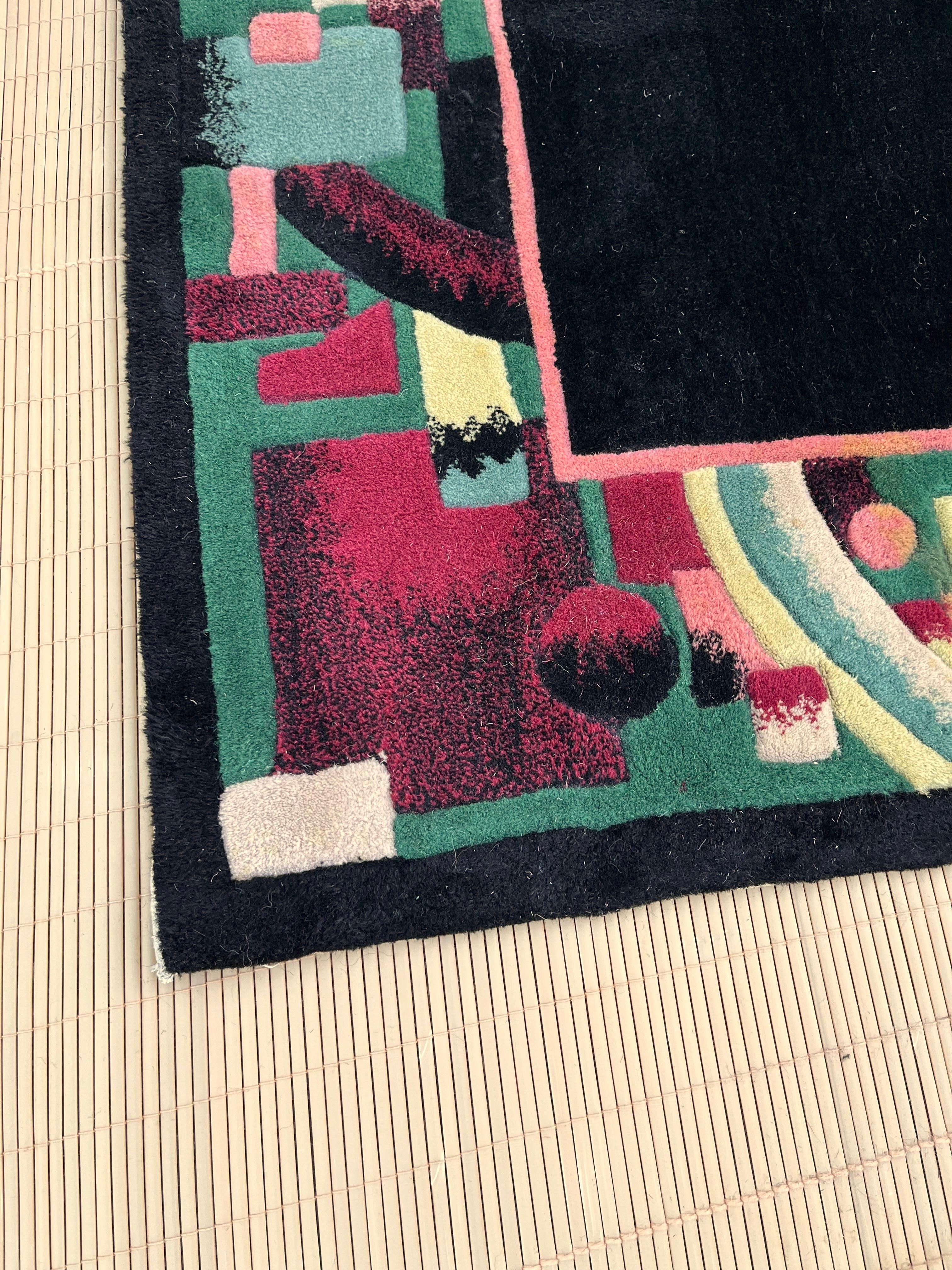 Wool Vintage Postmodern Geometric Area Rug, circa 1980s  For Sale