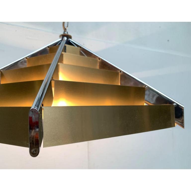 Postmoderno Lampada a sospensione lamellare geometrica postmoderna d'epoca, anni '80 in vendita