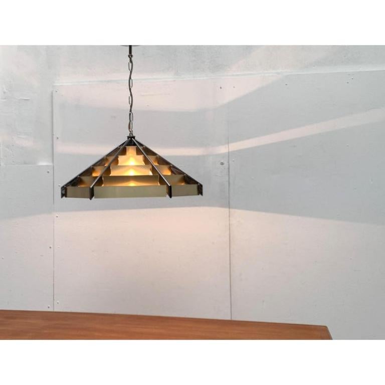 Lampada a sospensione lamellare geometrica postmoderna d'epoca, anni '80 in vendita 2