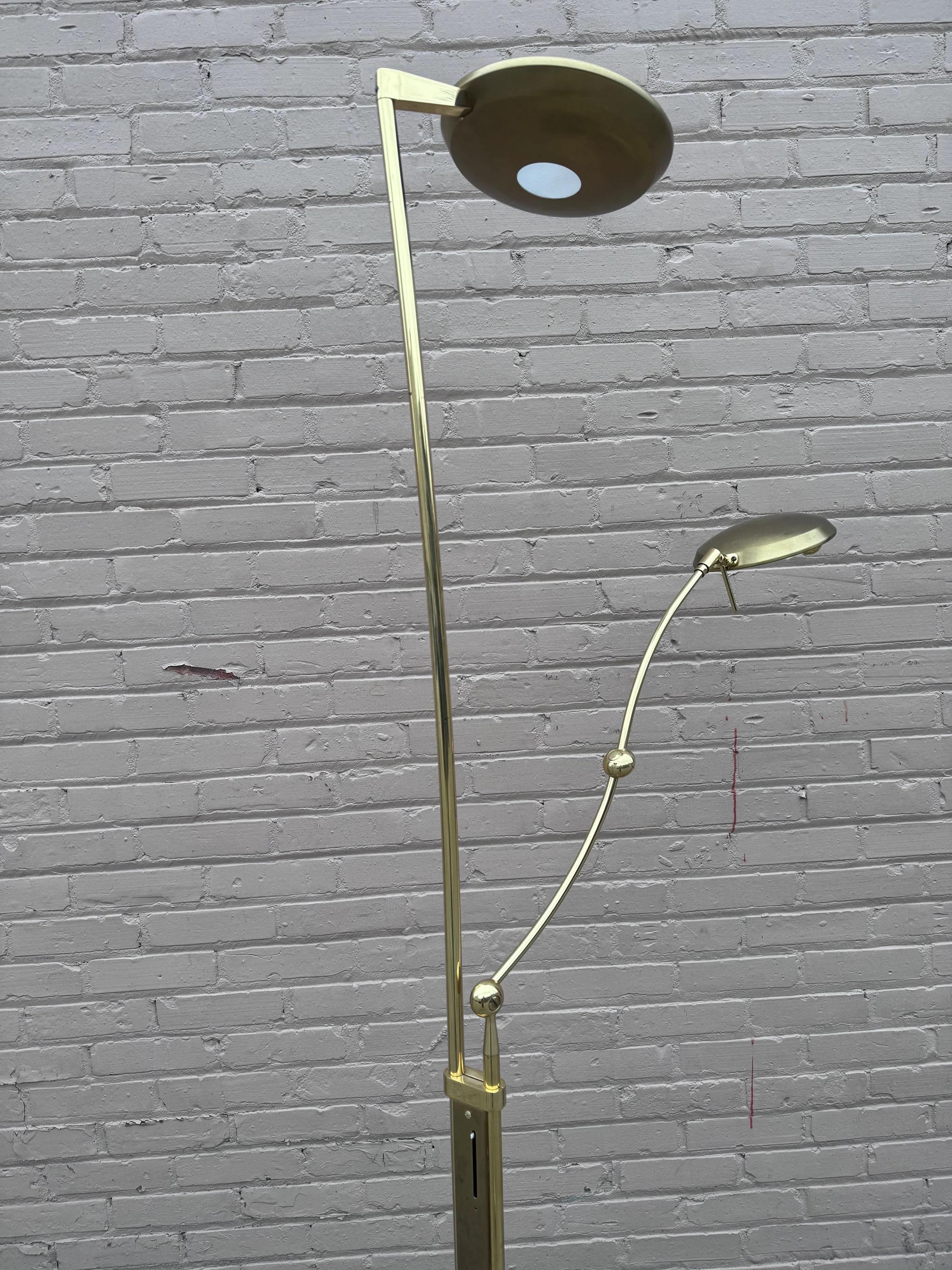 Postmodern German Brass Adjustable Floor Lamp by Holtkoetter In Good Condition In Chicago, IL