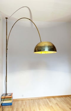 Vintage Postmodern German Brass Early Boca Arc Floor Clamp Florian Schulz