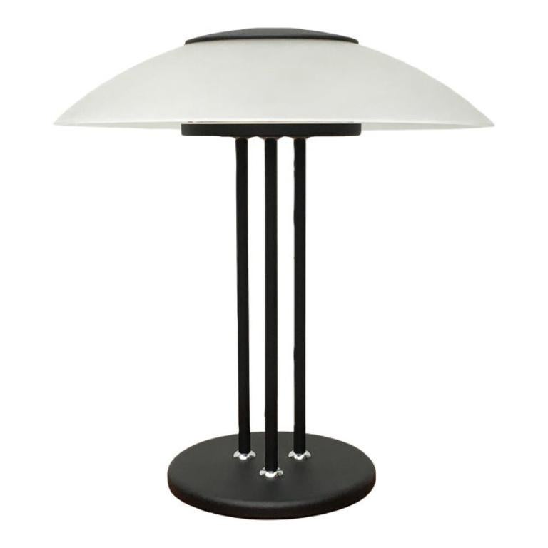 Vintage Postmodern Glass & Metal Table Lamp, 1980s