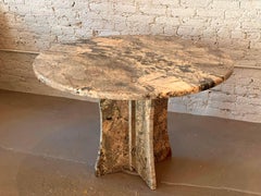 Vintage Postmodern Granite Stone Pedestal Round Dining Table