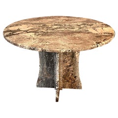 Vintage Postmodern Granite Stone Pedestal Round Dining Table