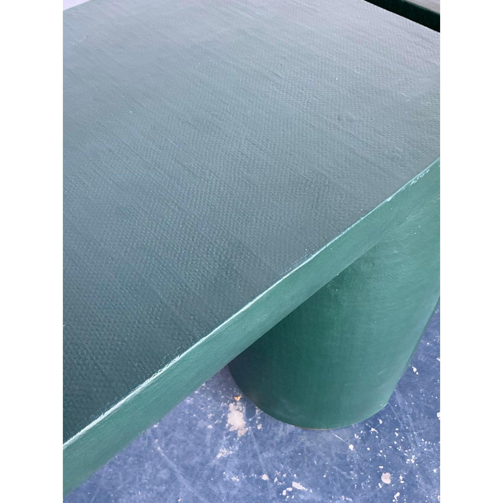 Minimalist Vintage Postmodern Grasscloth Console Sets - A Pair For Sale