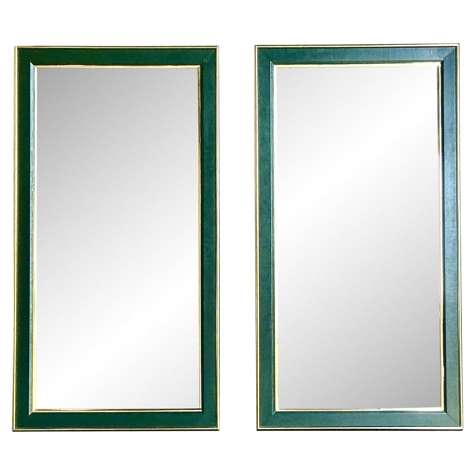 Vintage Postmodern Grasscloth Console Sets - A Pair