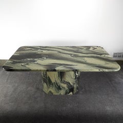 Vintage Postmodern Green "Cipollino Ondulato" Marble Dining Table