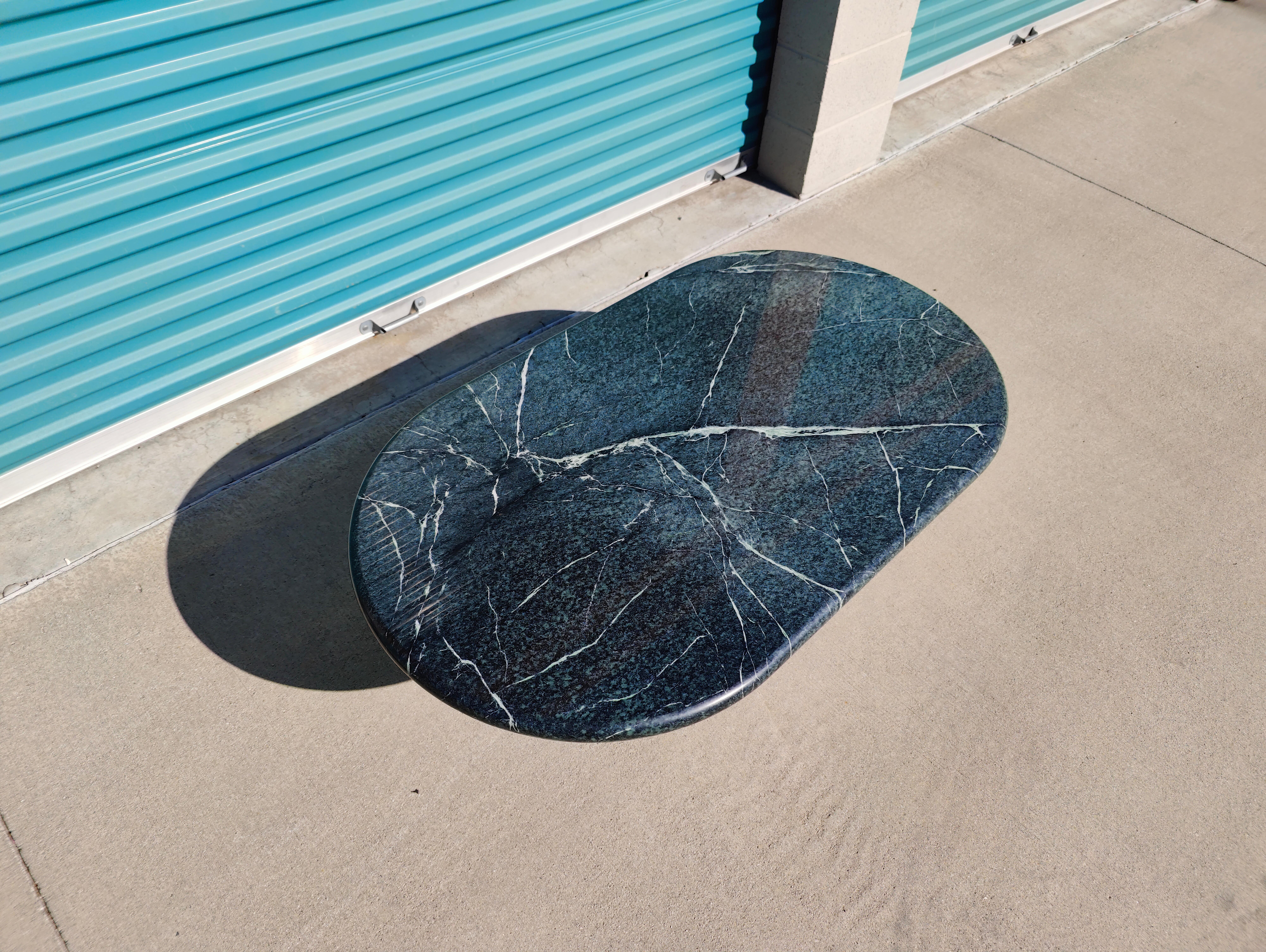 Minimalist Vintage Postmodern Green Marble Coffee Table