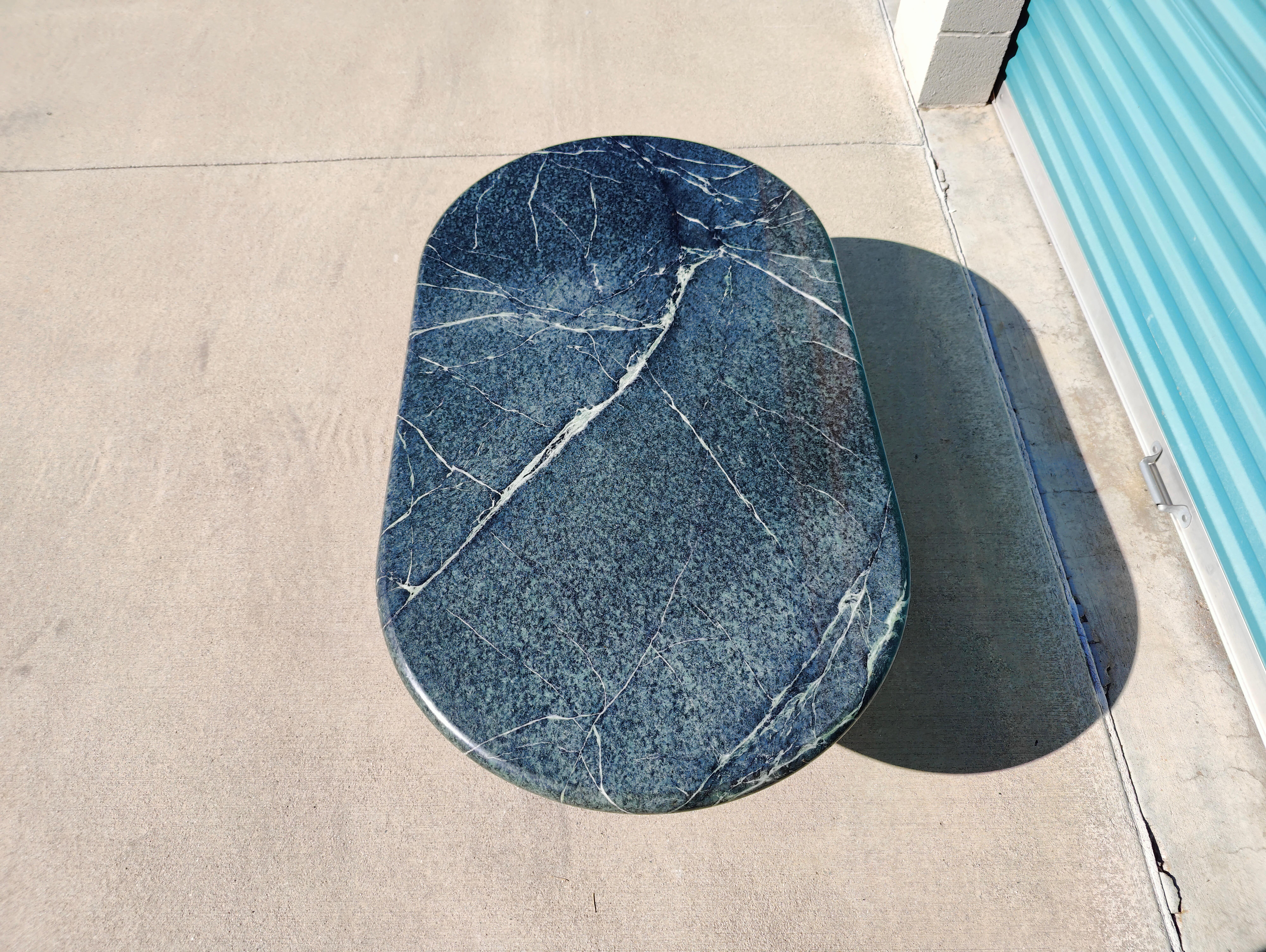 Vintage Postmodern Green Marble Coffee Table In Excellent Condition In Chino Hills, CA