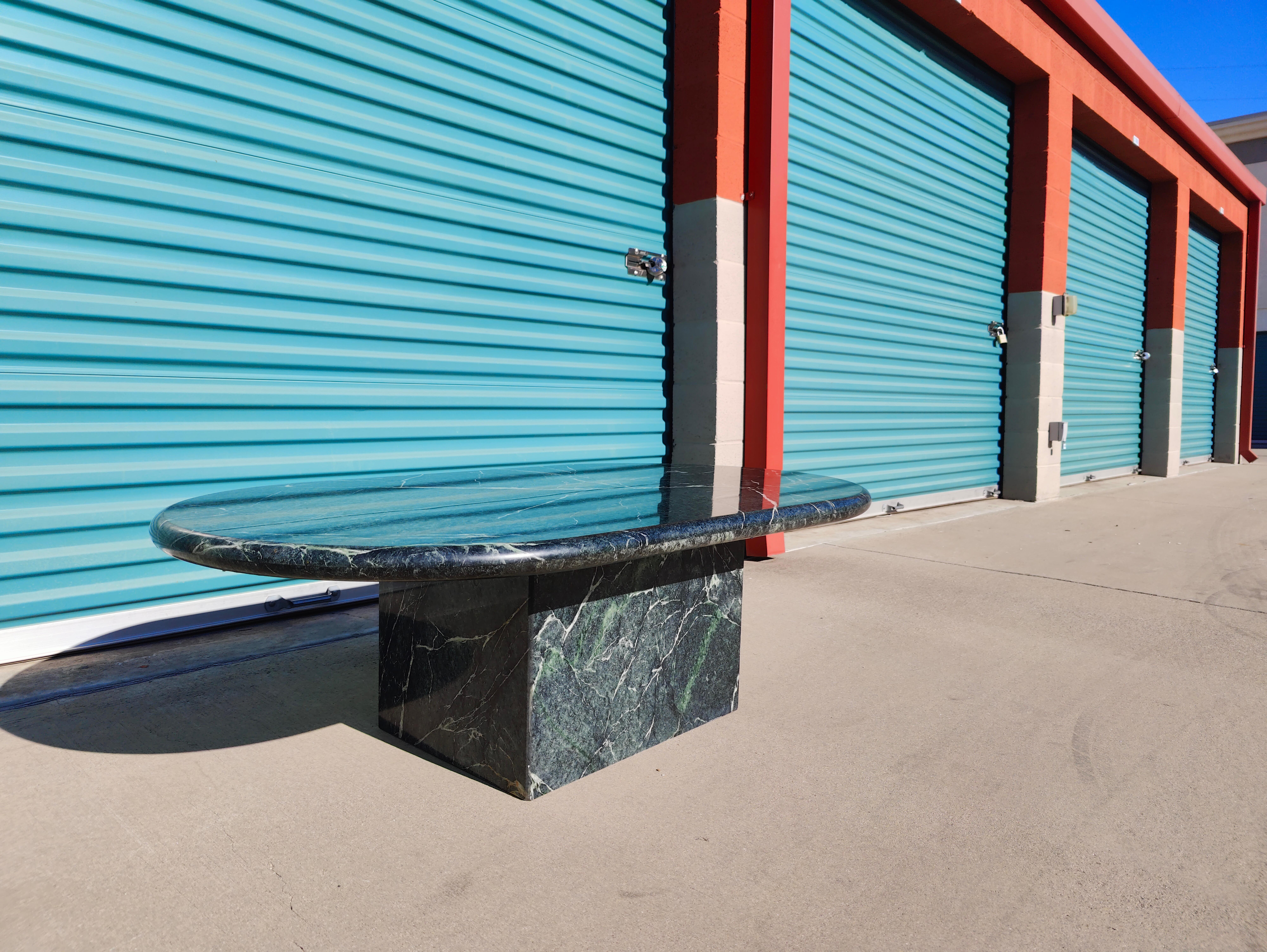 20th Century Vintage Postmodern Green Marble Coffee Table