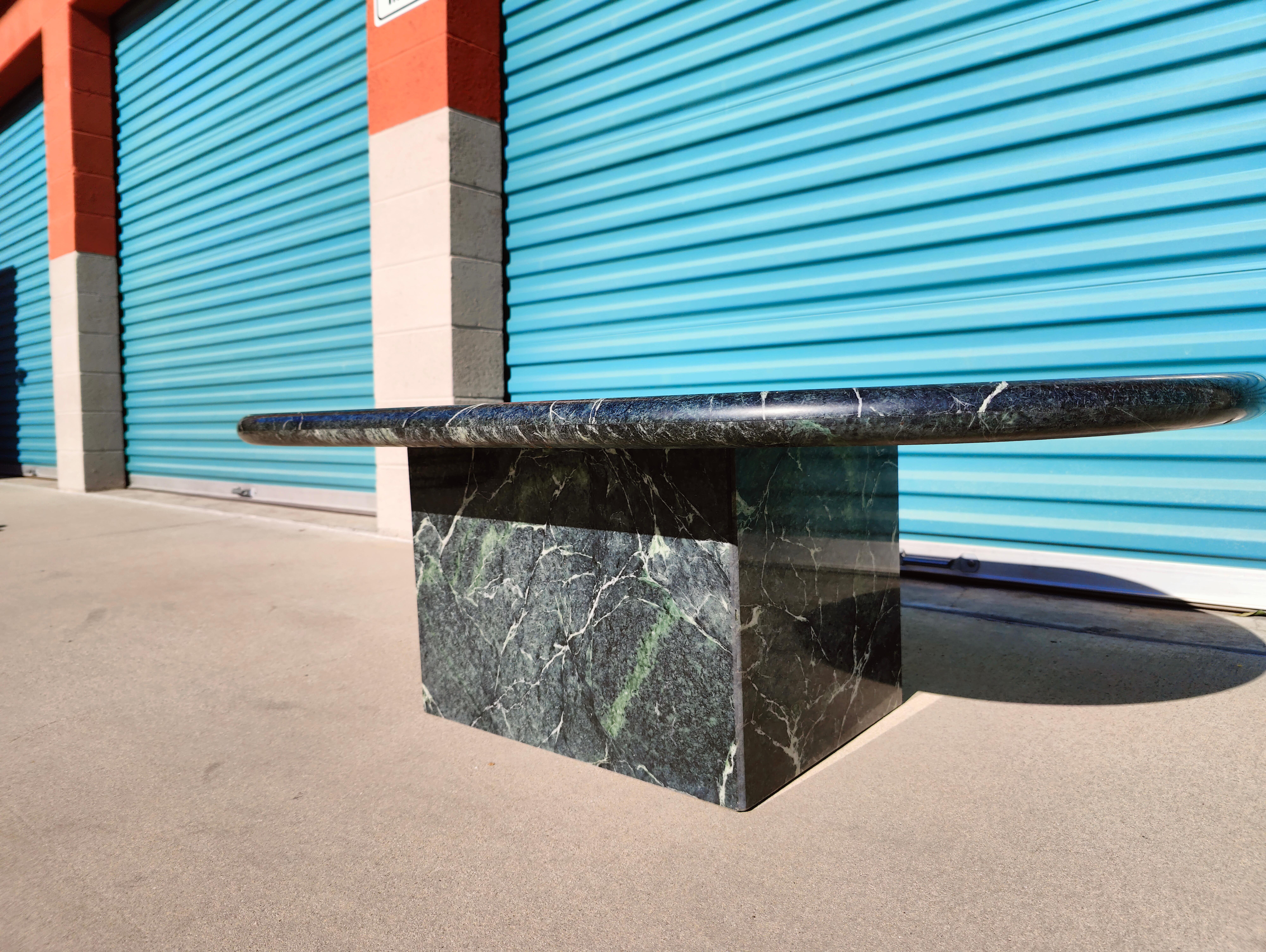 Vintage Postmodern Green Marble Coffee Table 1