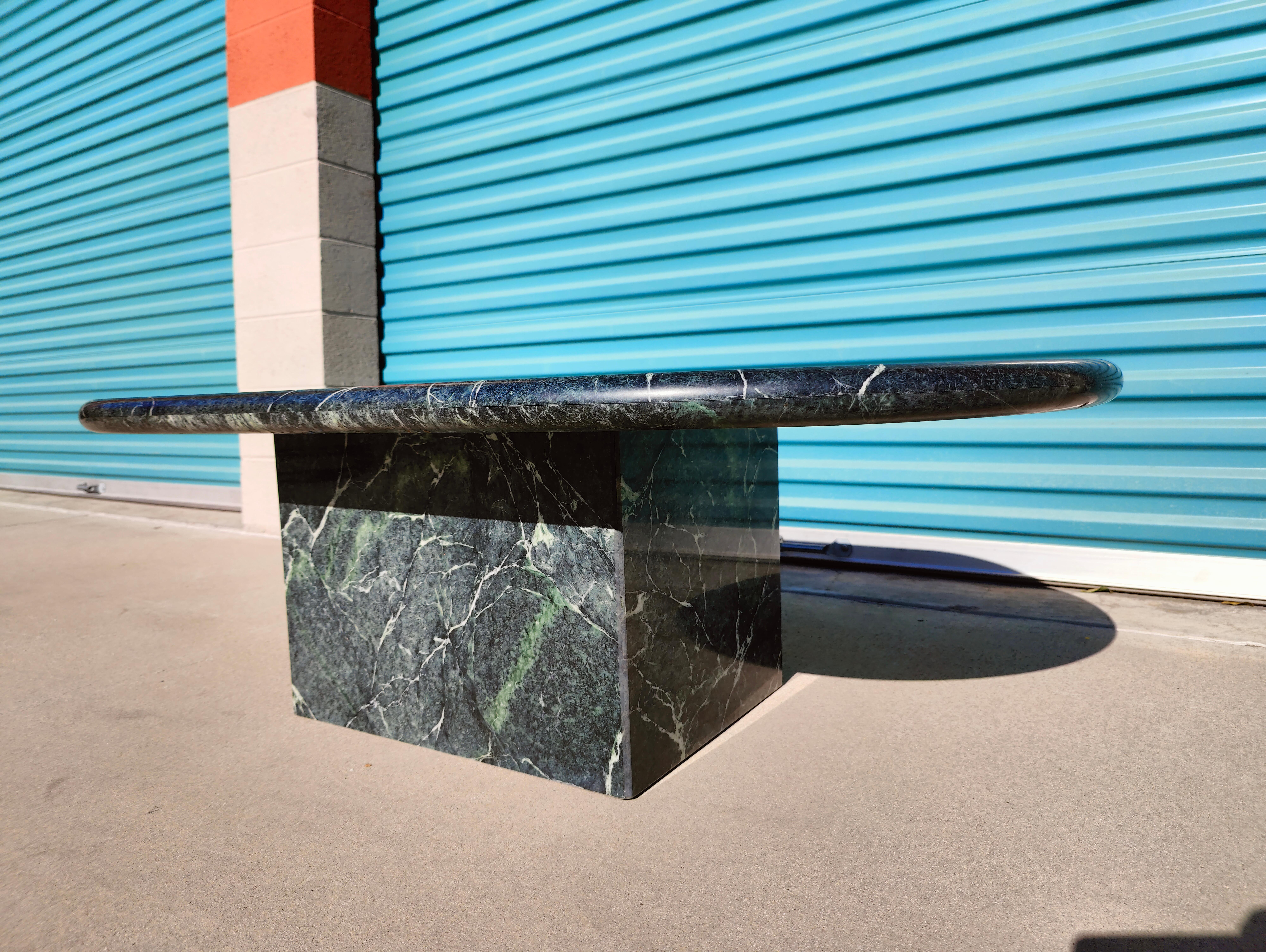Vintage Postmodern Green Marble Coffee Table 2