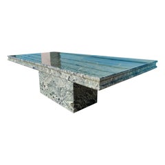 Vintage Postmodern Green Marble Coffee Table