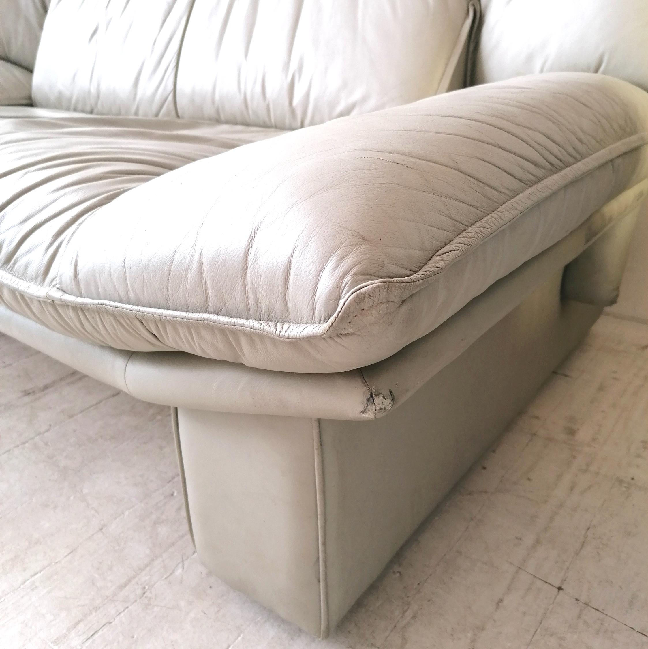 Vintage Postmodern Grey Angular Leather Sofa by Nicoletti Salotti, Italy, 1980s 7