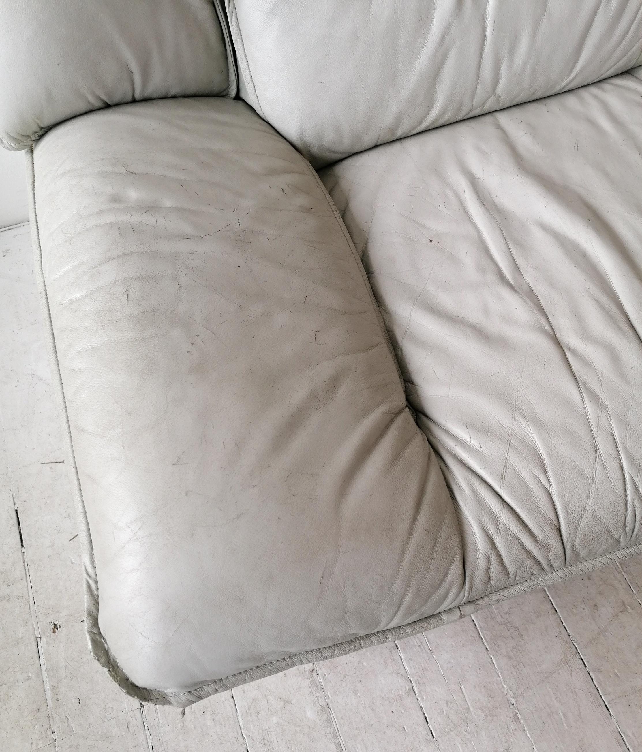 Vintage Postmodern Grey Angular Leather Sofa by Nicoletti Salotti, Italy, 1980s 8