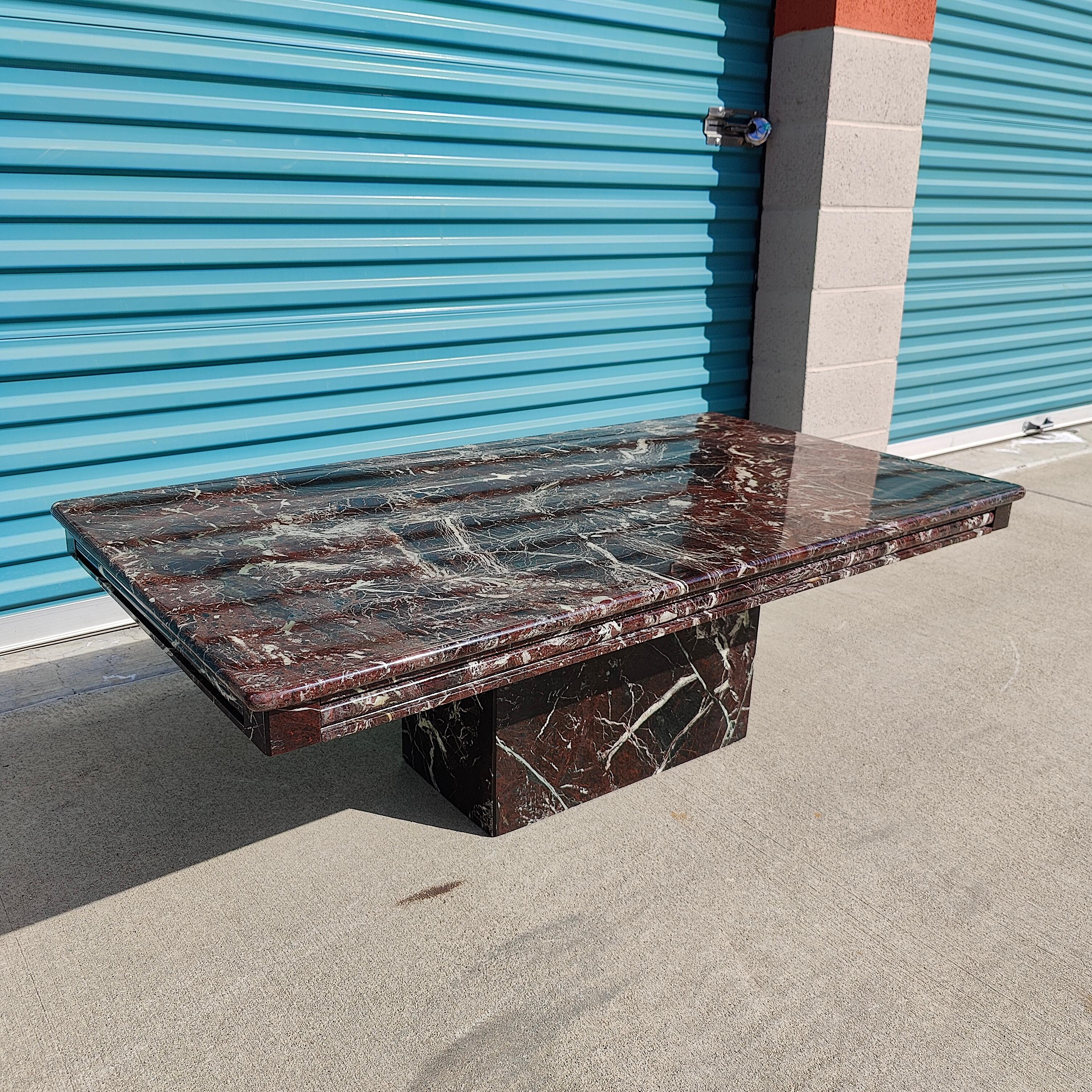 Vintage Postmodern Italian Black Solid Marble Coffee Table For Sale at