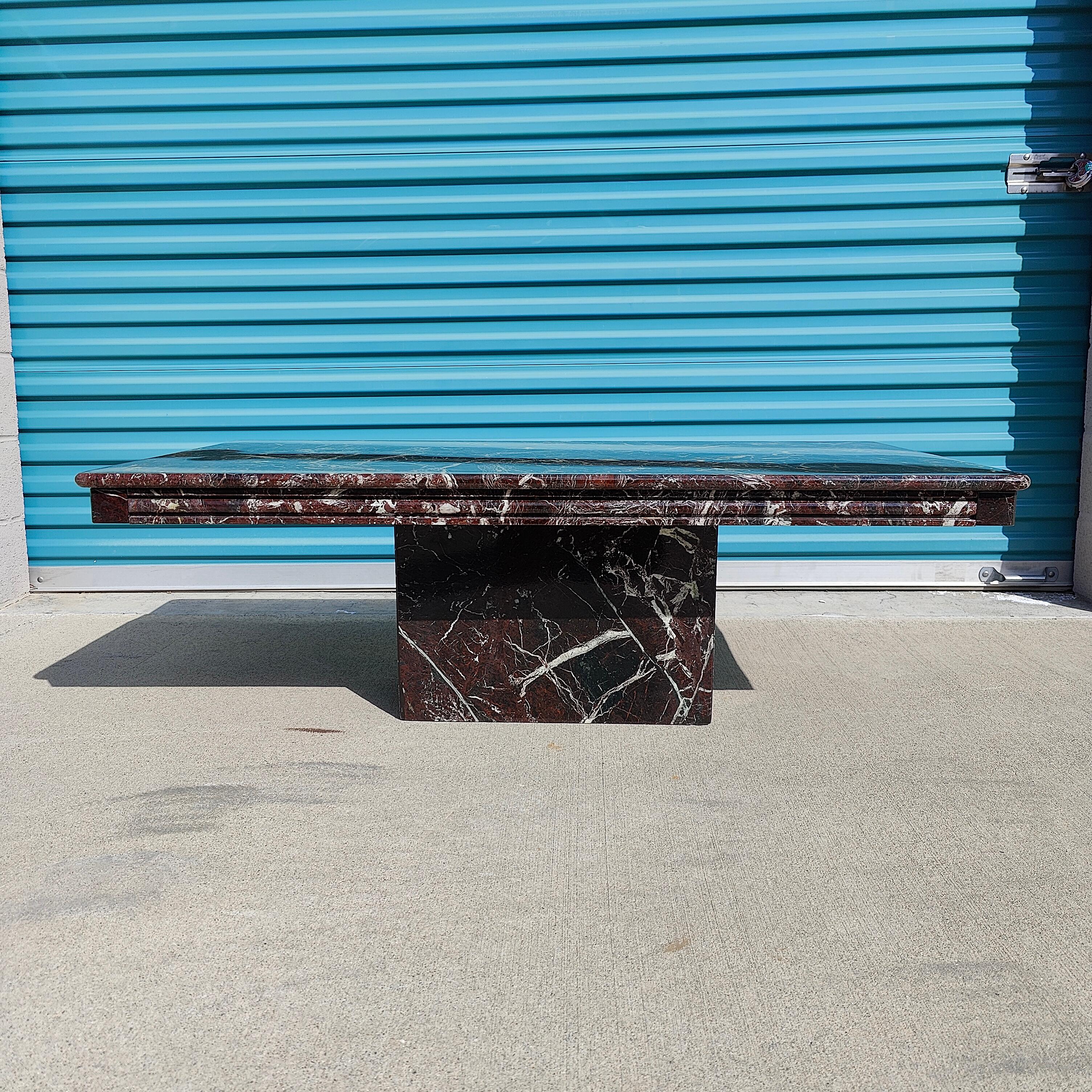 Vintage Postmodern Italian Black Solid Marble Coffee Table For Sale at 1stDibs