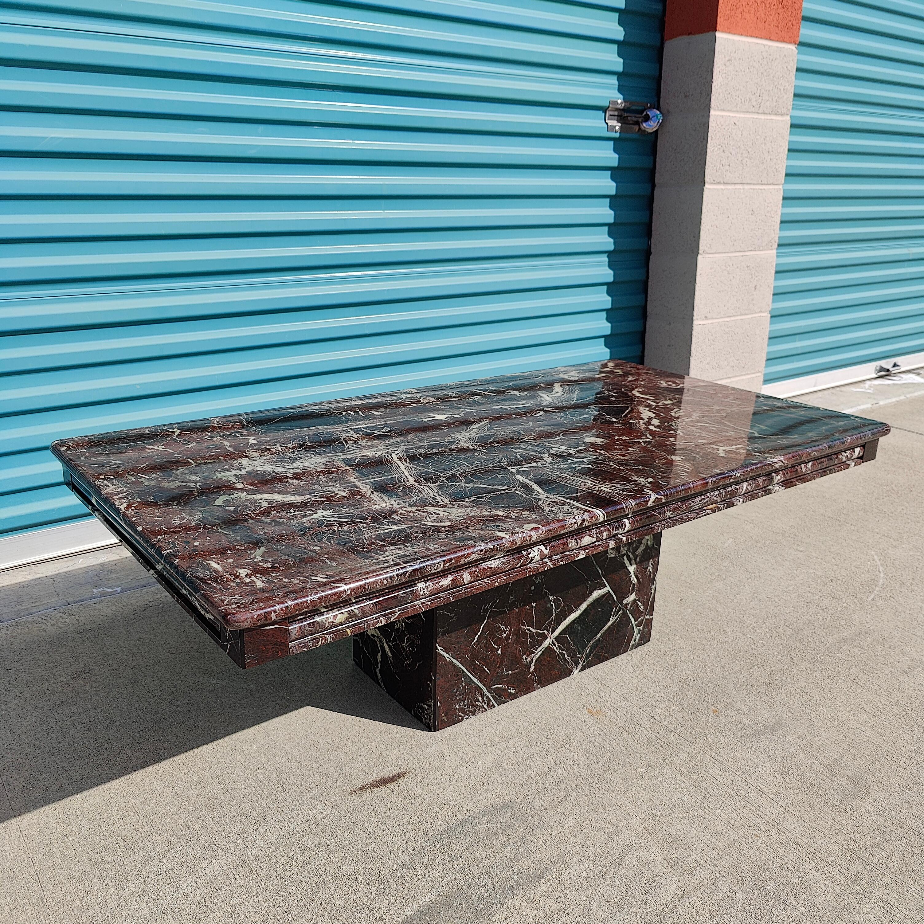 Vintage Postmodern Italian Black Solid Marble Coffee Table For Sale at 1stDibs