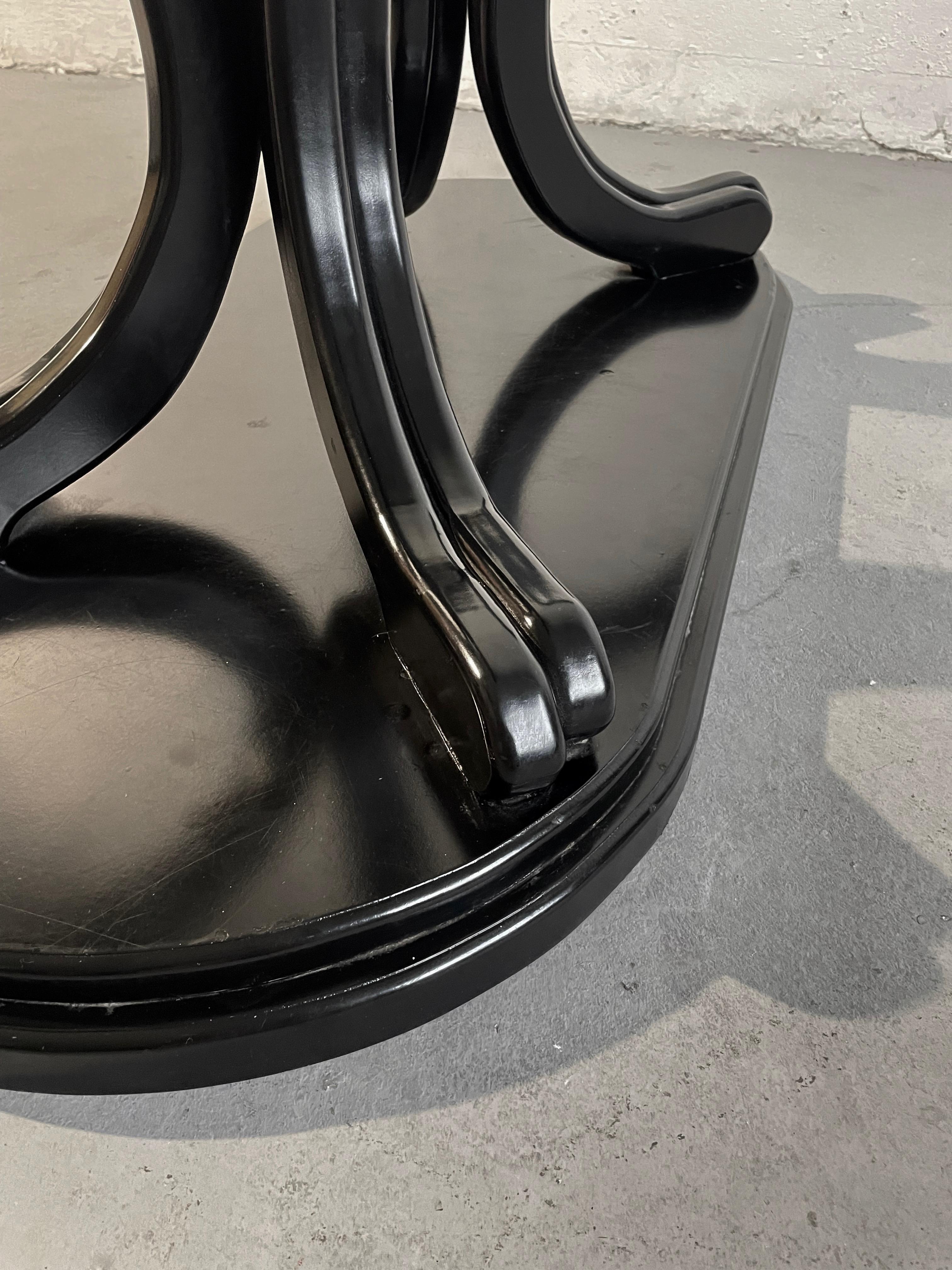 Vintage Postmodern Italian Coffee Table, Black Lacquered Wood and Glass, 1980s For Sale 2