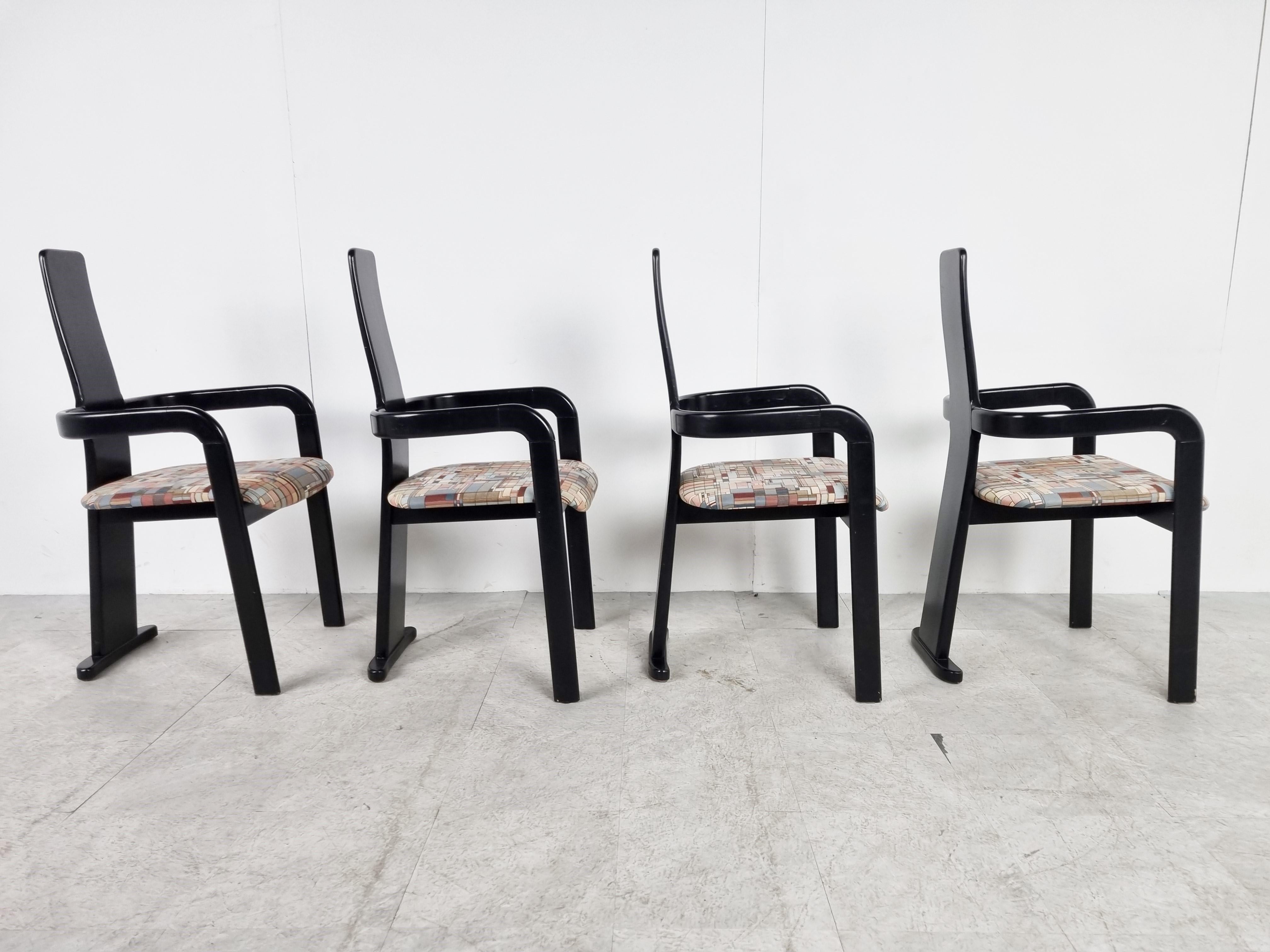 Post-Modern Vintage Postmodern Italian Dining Chairs, 1980s, Set of 4 For Sale