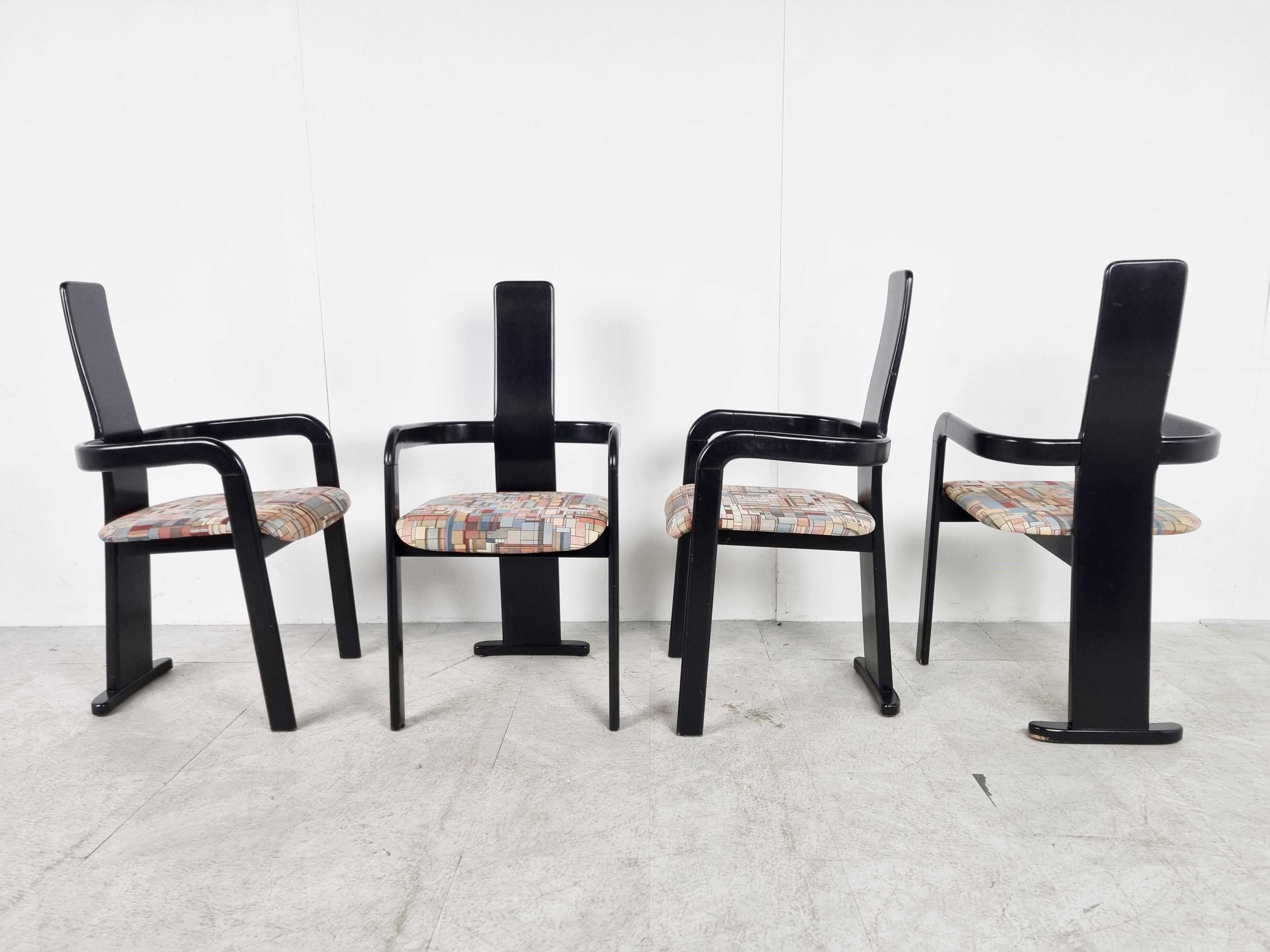 Lacquered Vintage Postmodern Italian Dining Chairs, 1980s, Set of 4 For Sale