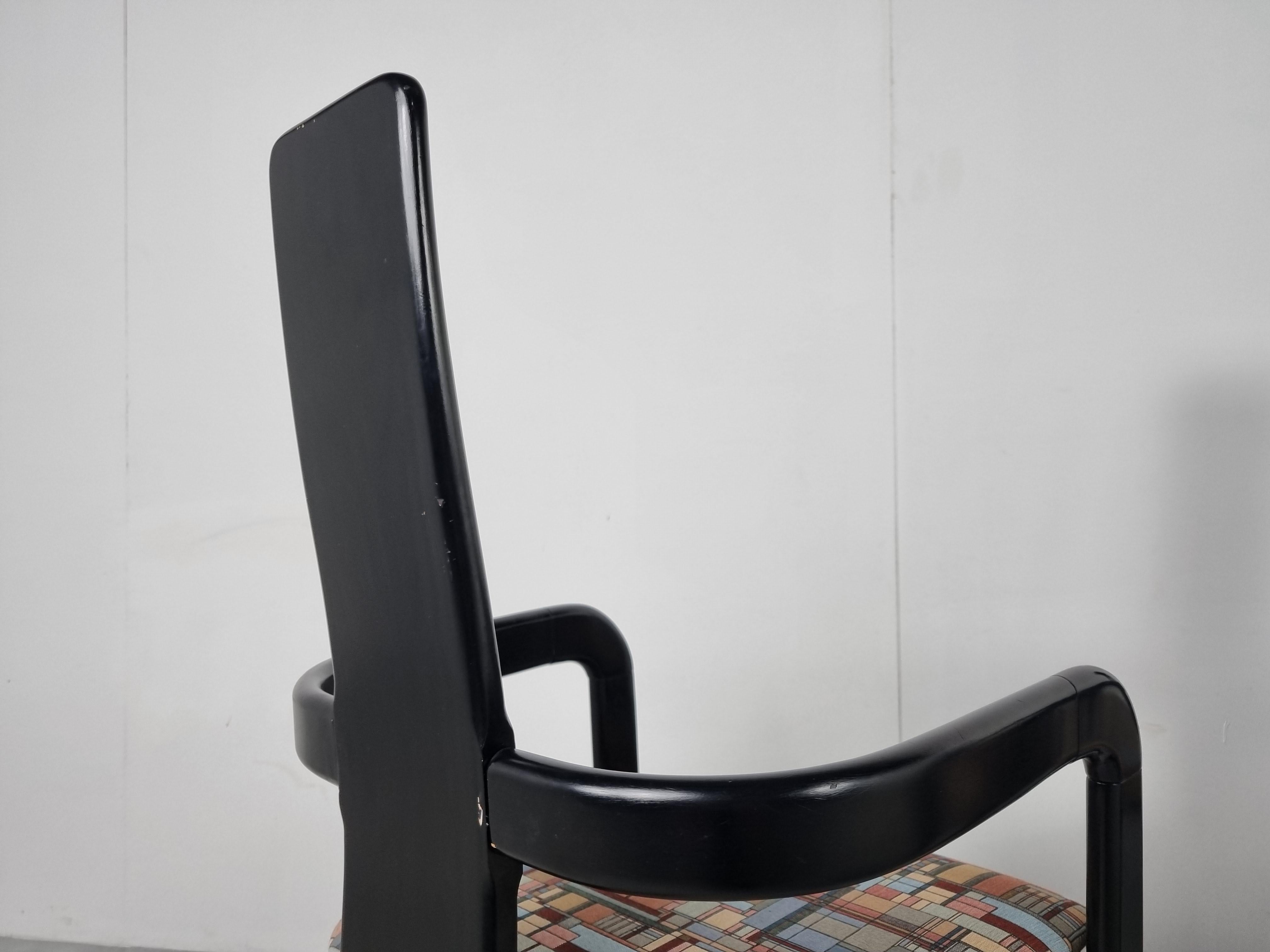 Late 20th Century Vintage Postmodern Italian Dining Chairs, 1980s, Set of 4 For Sale