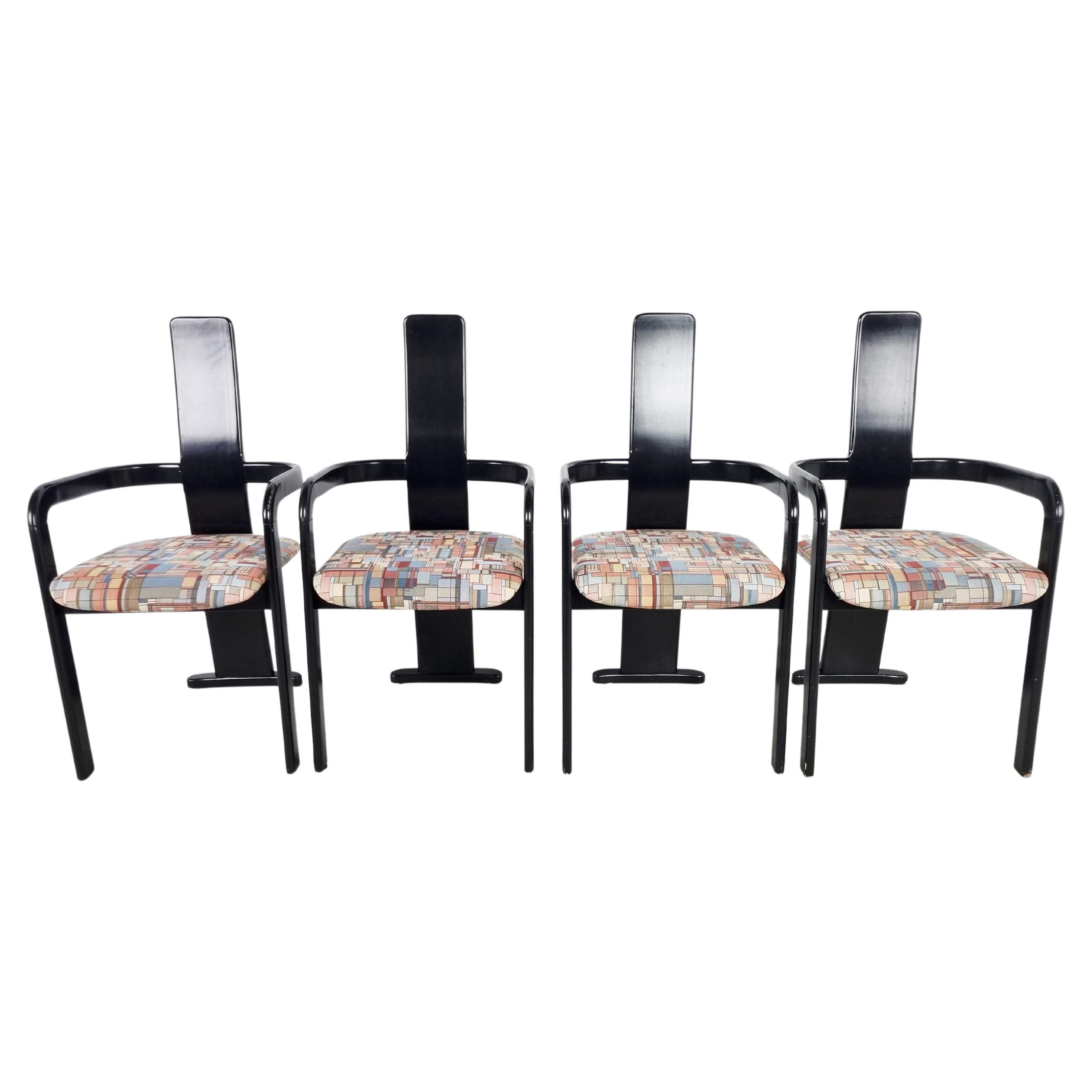 Vintage Postmodern Italian Dining Chairs, 1980s, Set of 4 For Sale