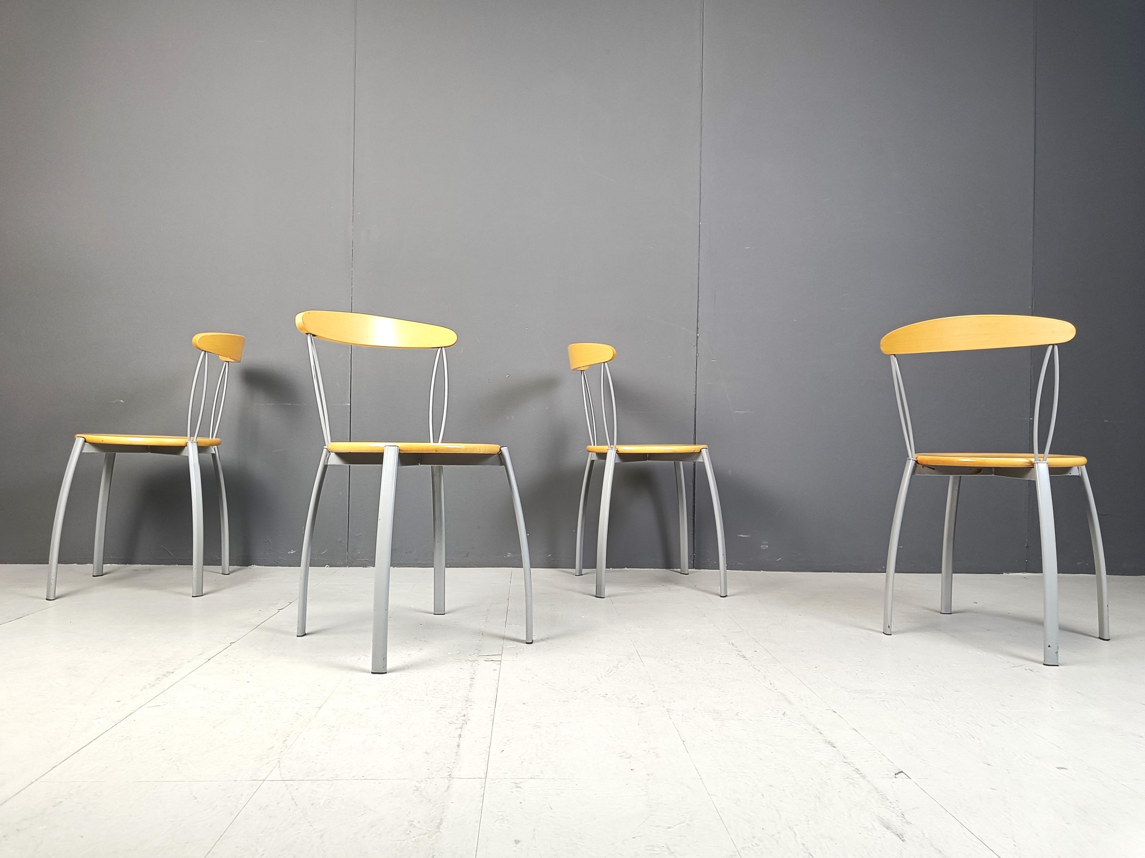 Vintage postmodern italian dining chairs, 1990s For Sale 1
