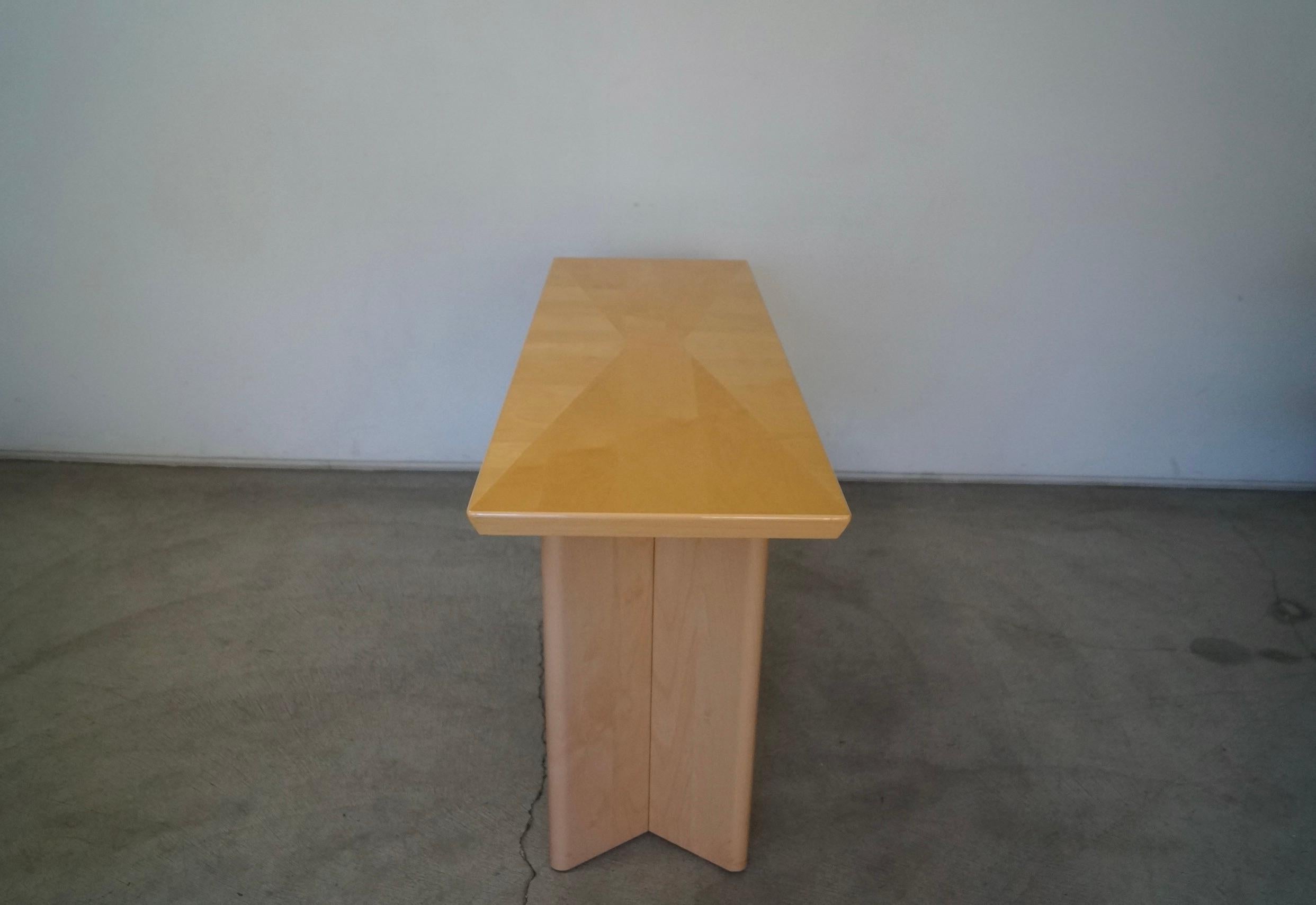 Birch Vintage Postmodern Italian Double Pedestal Console Table 