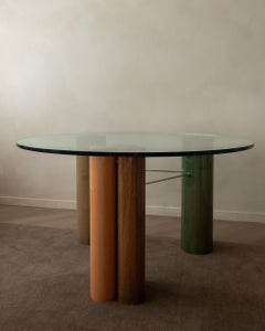 Vintage Postmodern Italian Glass Dining Table by Saporiti Italia, 1980s