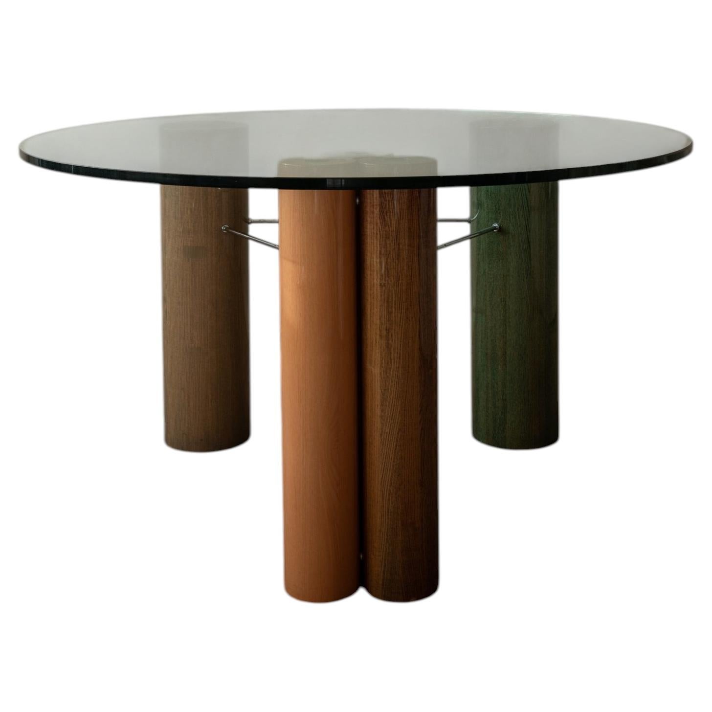 Vintage Postmodern Italian Glass Dining Table by Saporiti Italia, 1980s