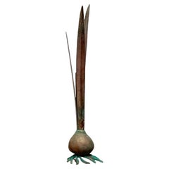 Vintage Postmodern Italian Onion Flower Shaped Metal Candleholder, 1980s