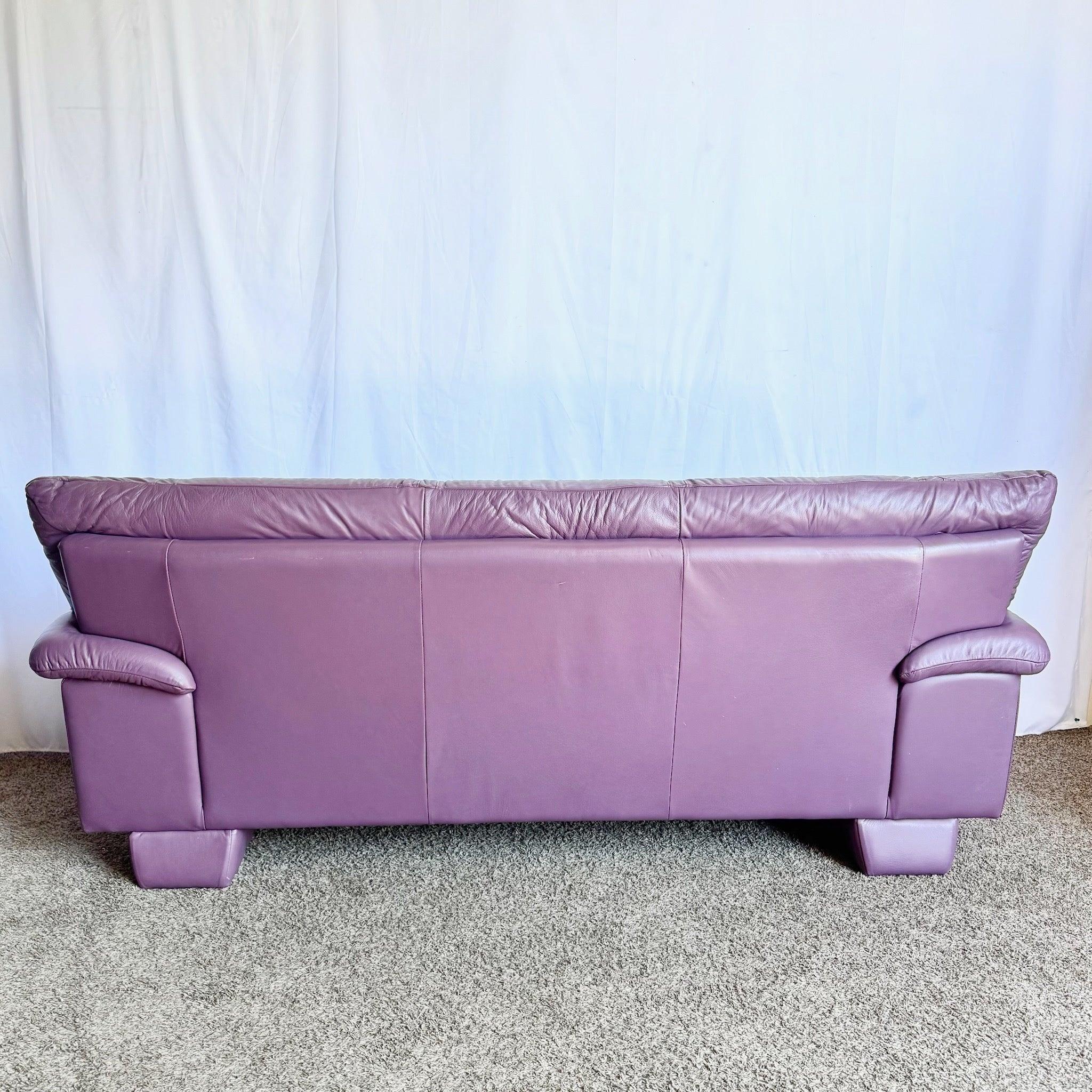 Sofá postmoderno vintage italiano de cuero morado Cuero en venta