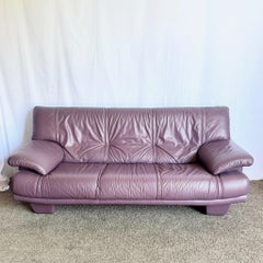 Vintage Postmodern Italian Purple Leather Sofa
