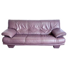 Vintage Postmodern Italienisch Lila Leder Sofa