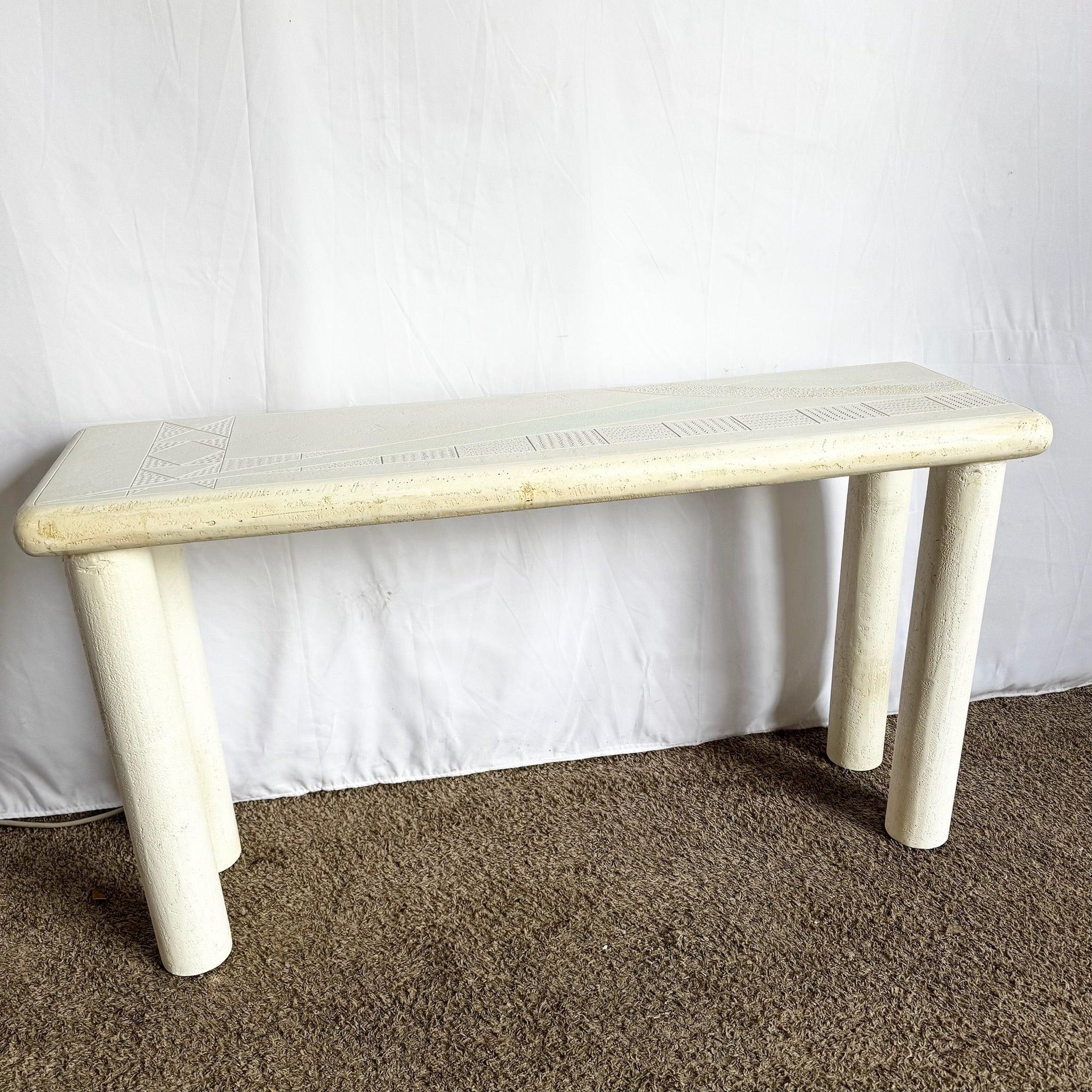 Bois Console Vintage Postmoderne J Berdou Finition Plâtre en vente