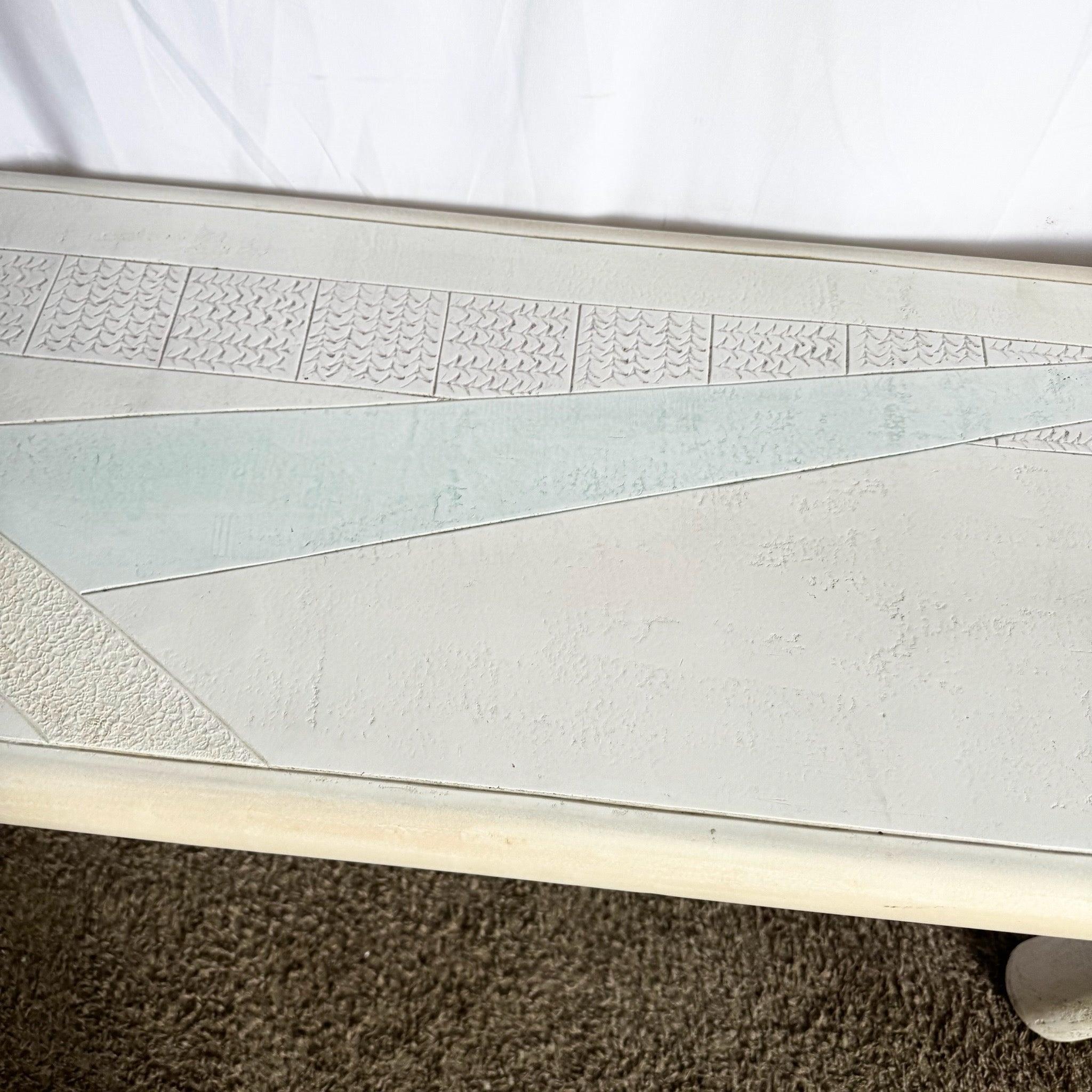 Américain Table console vintage postmoderne signée J Berdou avec finition en plâtre en vente