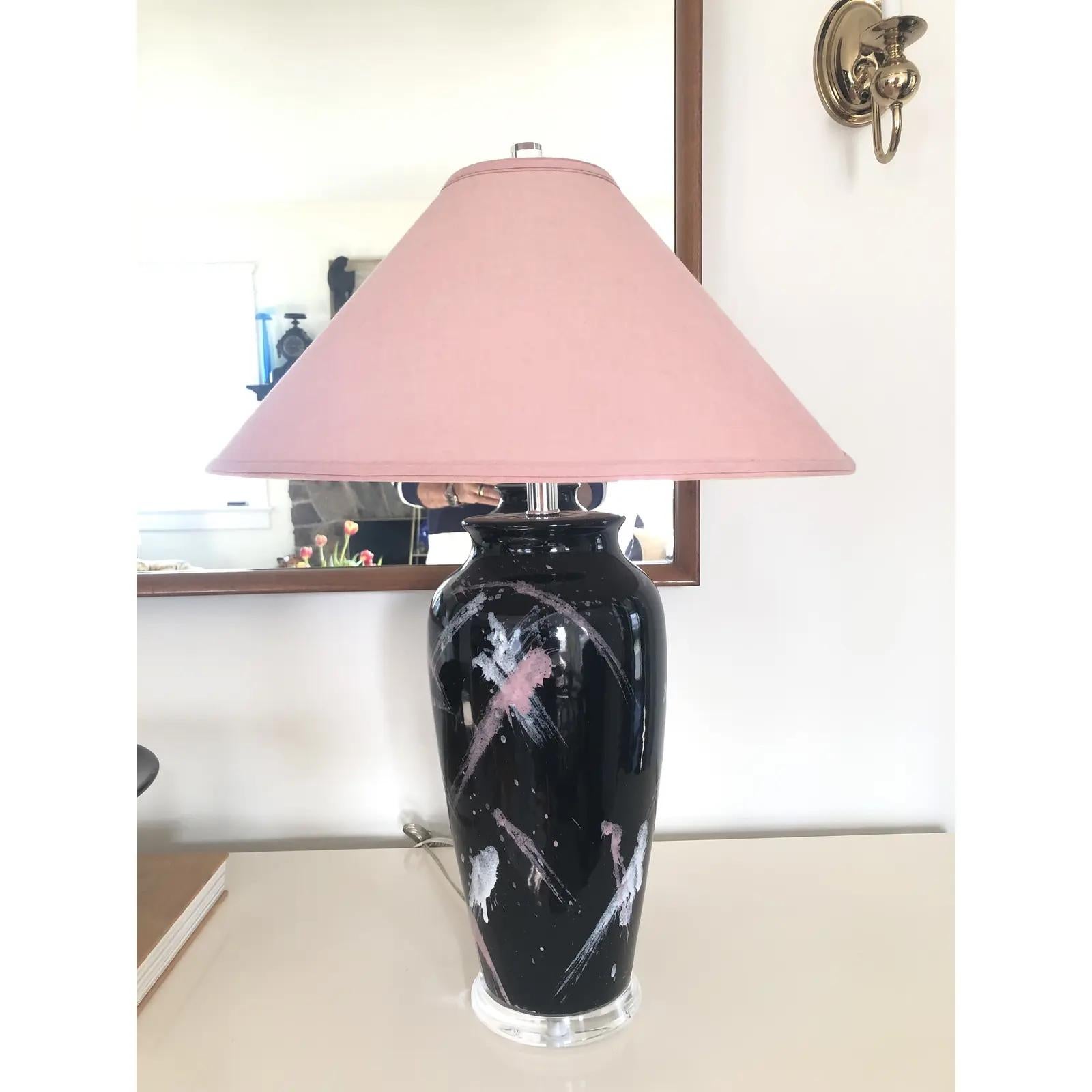 Paire de lampes postmodernes à glaçure éclabousssée de style Jackson Pollock en vente 1