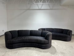 Vintage Postmodern Black Curved Sofa