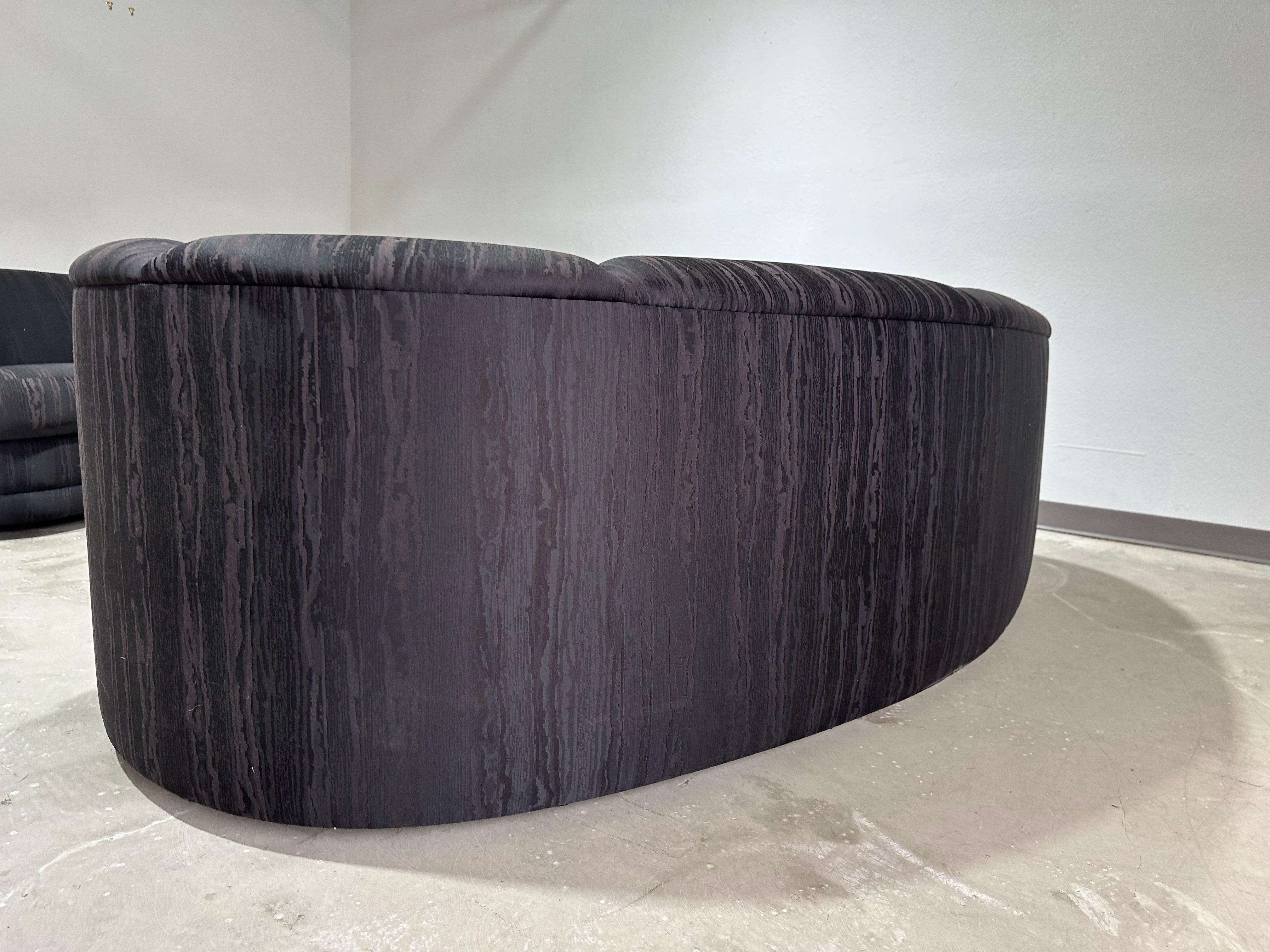 Late 20th Century Vintage Postmodern Black Curved Sofa