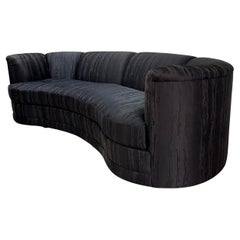 Vintage Postmodern Black Curved Sofa