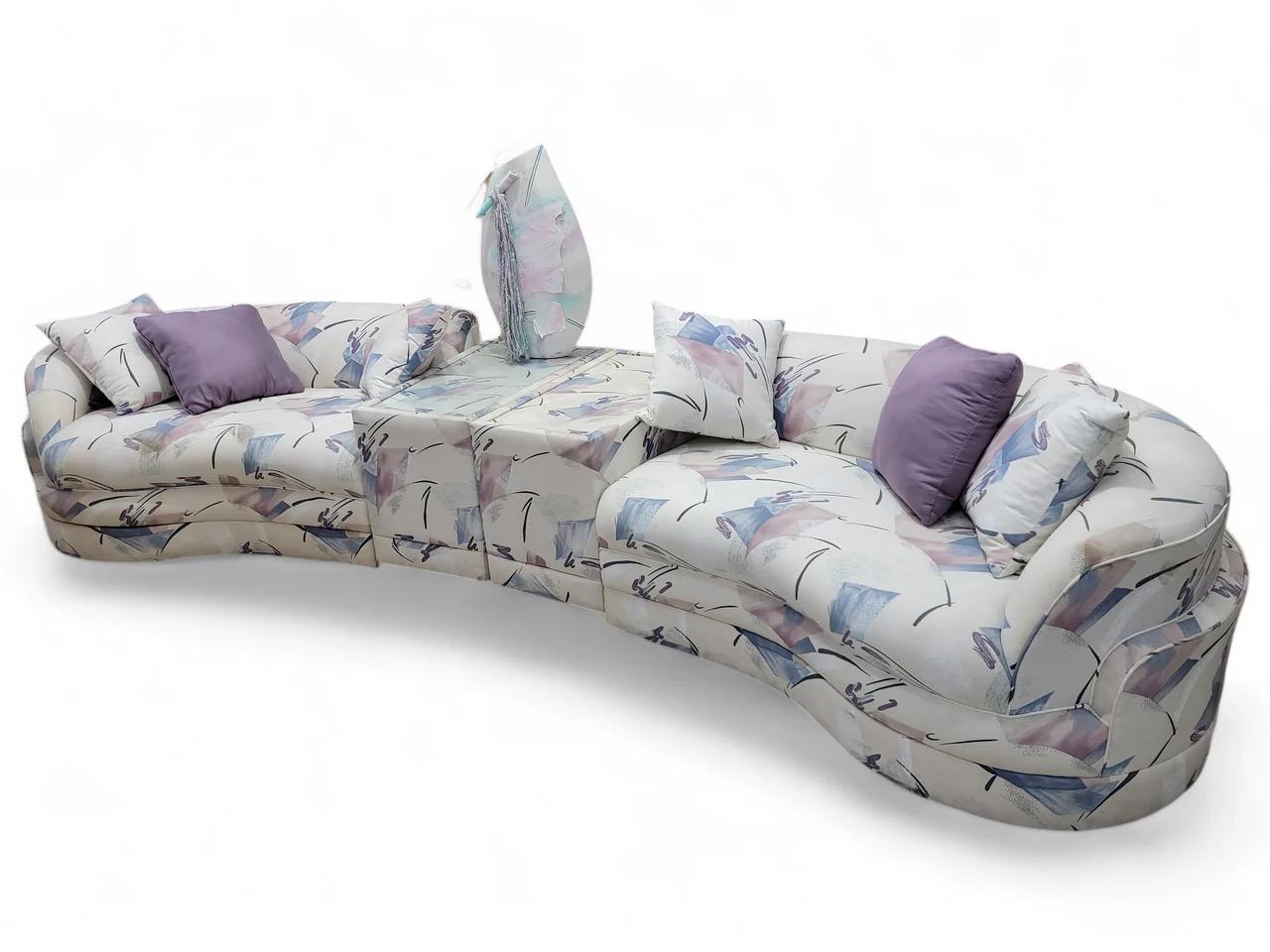 Vintage Postmodern Sectional Sofa with 2 Side Tables, Set of 3 in vendita 3