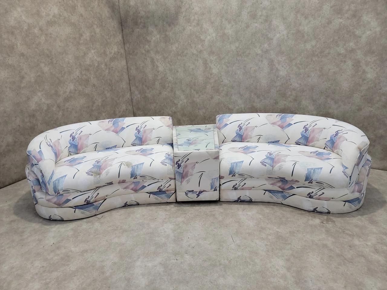 Postmoderno Vintage Postmodern Sectional Sofa with 2 Side Tables, Set of 3 in vendita