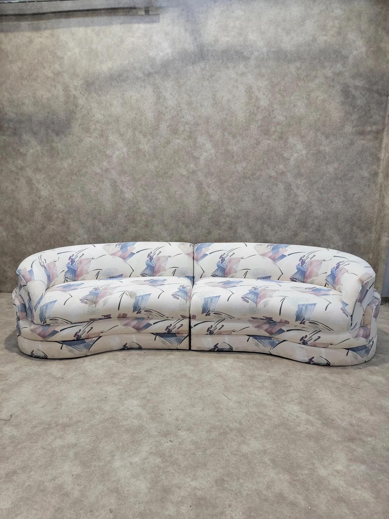Sconosciuto Vintage Postmodern Sectional Sofa with 2 Side Tables, Set of 3 in vendita